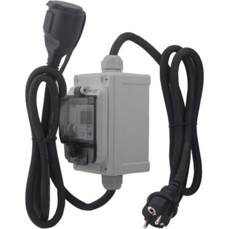 Compteur Electrique Numérique Mobile 230V IP67 Wattmetre Mobile Extérieur KWH Wattmetre Prise avec LED/Réinitialisation, Prise Compteur D'énergie pour Camping-cars Véhicules Electriques