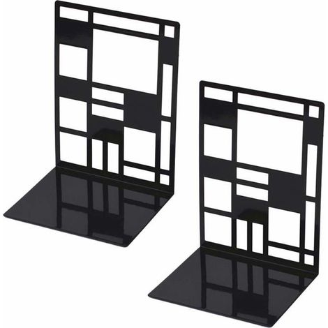 Metallene Buchstützen Zhan, schwarzes Design, rutschfest für Bibliothek, Büro, Schule, Wohnzimmer oder Buchhandlung.