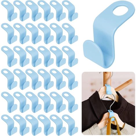 50 Verbindungshaken für Kleiderbügel – 1,8 x 4,5 cm – blau – platzsparende Kleiderbügel (1/5)