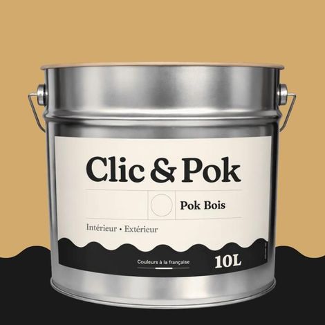 Peinture Bois Extérieur – POK BOIS - 10L - RAL 1002 - Jaune sable- Résistante aux intempéries - Ne s'écaille pas
