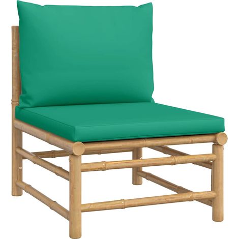 Canapé central de jardin Divan de jardin avec coussins vert bambou (1/5)