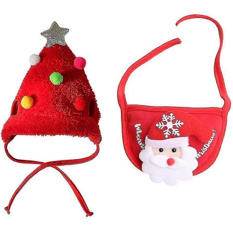 Costume de Noël pour petit chien, accessoire de fête (1 ensemble, rouge) (1/5)