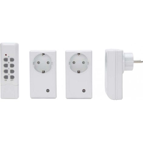 Prise avec télécommande IP20, blanc, 3+1,