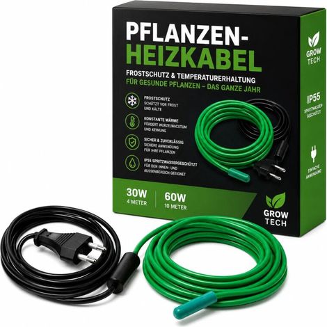 Airontek Gewächshaus-Heiz-Kabel 30 Watt 4 Meter – Heizkabel Pflanzen Anzucht