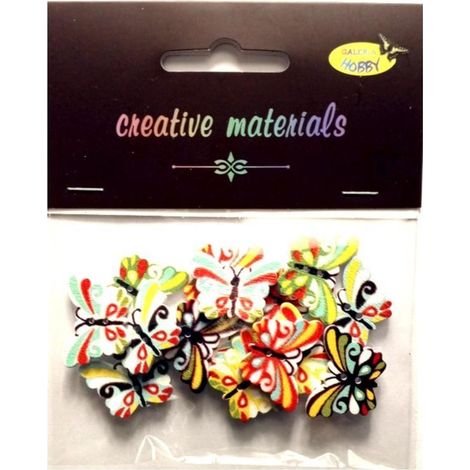 Botones decorativos con forma de mariposa, 3 unidades, 24x17 mm, 15 unidades