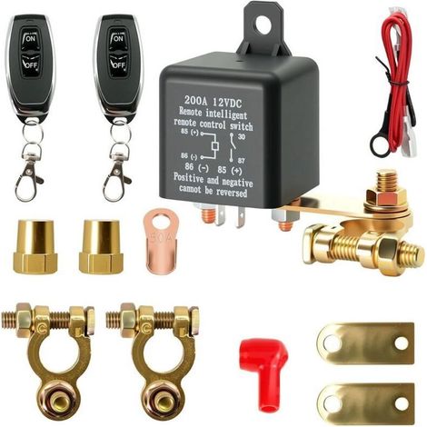 Coupe-batterie 12 V à télécommande 200 A avec 2 poteaux en laiton et 2 bornes