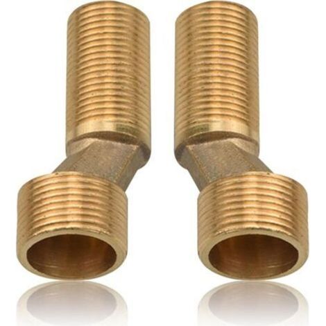 Pair Lot de 2 adaptateurs S pour robinet de douche, filetage extérieur 3/4\" vers 1/2\" en laiton, raccord en S, décalé de 8 mm, longueur 75 mm, raccord de bras pivotant réglable, excentrique pour (1/5)