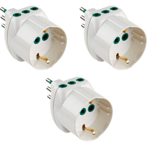 Fanton S.P.A. FANTON 82210-B3- set 3 pz adattatore triplo schuko bipasso da spina piccola 10A a2 prese italiane piccole 1 presa schuko 16A VERTICAL SYSTEM (1/2)