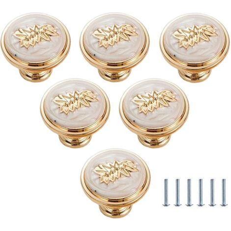 Boutons Ronds en Laiton pour Armoire, Poignées de Commode en Céramique, 28mm, 6 Pièces (1/4)