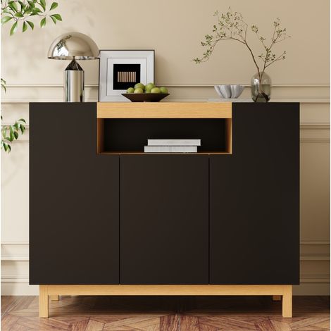 Credenza moderna con 3 ante in pannello nero OKMYHOME (1/5)