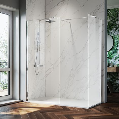 ELEGANT 1000mm Shower Door 700mm Shower Screen Walk in Flipper Panel Shower Cabin 1700x700mm Shower Base Tray and Free Waste Trap (1/5)