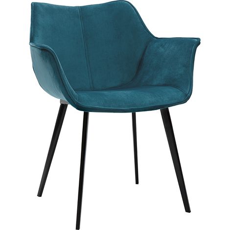 Design-Stuhl petrolblauer Samt und Metallbeine Schwarz VOLO