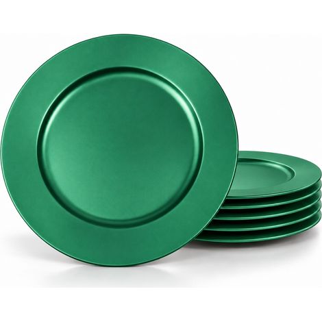 6 x Sottopiatti Natalizi in Plastica 33cm Decorazioni Natalizie per Tavola Verde (1/5)