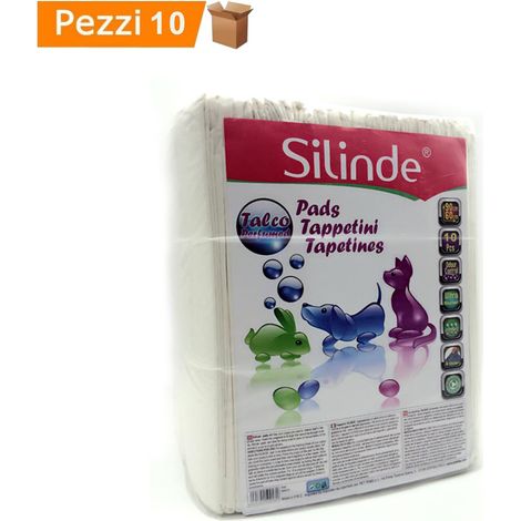 Multipack da 10 confezioni silinde tappetini per cani assorbenti igienici al talco adesivi 60x90 cm
