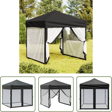 Tente de réception extérieure - vidaXL Tente de réception pliable avec parois Noir 2x2 m - Tente de réception famille (1/5)