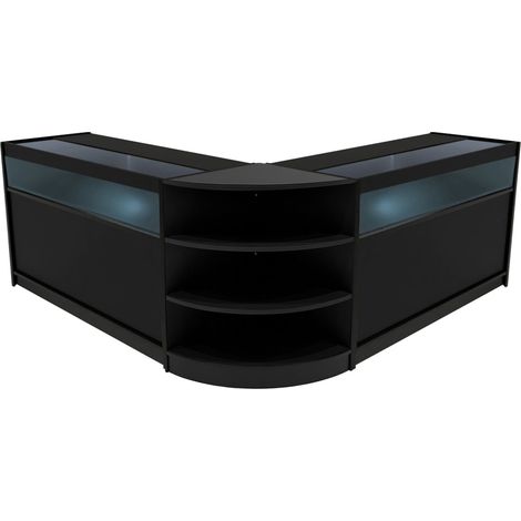 Schwarzes Ladentheken-Set Theseus LED Licht B1500 LM60