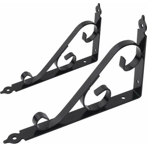 2 Pièces Equerre Etagere Murale, Support Etagere Equerre Charge Lourde, Support Etagere Murale Équerre Étagère De 90 Équerre Murale en Métal Charge Lourde, Pour Cuisine,Chambre(Noir) (1/5)