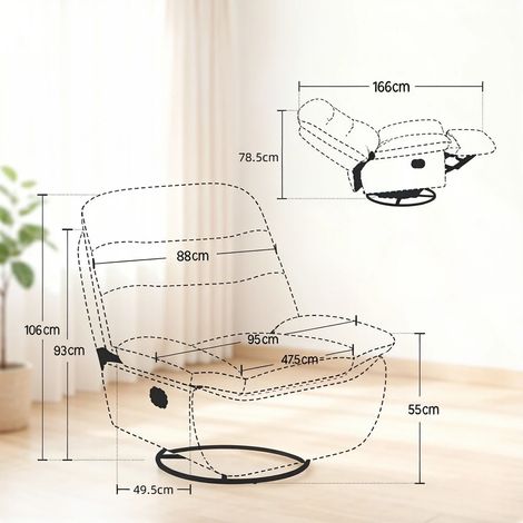 Canapé Relax Moderne, Fauteuil Balancelle Inclinable, Chaise Lounge pour Salon, Siège Pliable avec Repose-pieds (1/5)