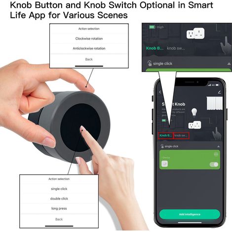 Télécommande Intelligente sans Fil Zigbee - Interrupteur Rotatif avec Modes Automatisés (Scènes), Batterie, Compatibilité Universelle, Noir, 40mm (1/5)