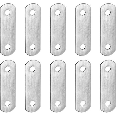 30x8x0.8mm(LxWxT) Plat Droit Raccord Plaque -10Paquet- Bien pour Meubles Réparation - Inox Acier Raccord Plaque - Argent Ton (1/5)