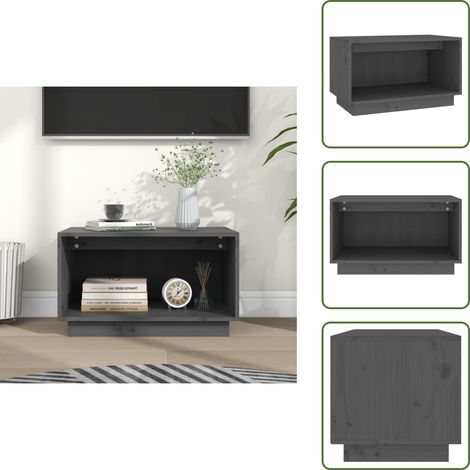 - vidaXL Mobile Porta TV Grigio 60x35x35 cm in Legno Massello di Pino -