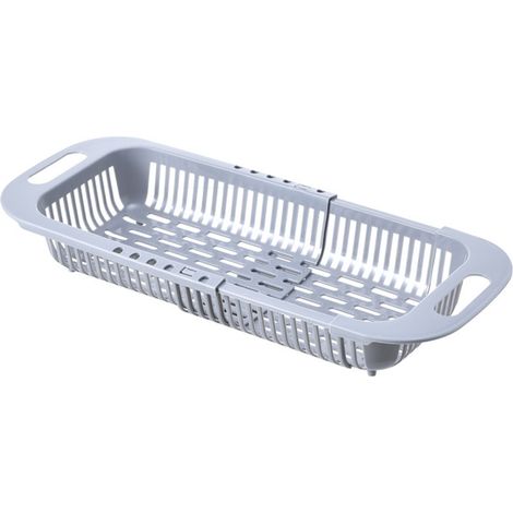 Égouttoir à vaisselle coulissant avec panier d'égouttage, porte-couverts portable pour le rangement et l'organisation de la cuisine (1/5)