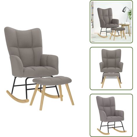 vidaXL Schaukelstuhl mit Fußhocker Taupe Stoff (1/5)