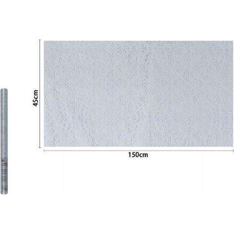 Trade Shop - Rotolo Pellicola Adesiva Per Parete Damascata Bianca 45x150 Cm Parati Casa 71296 -