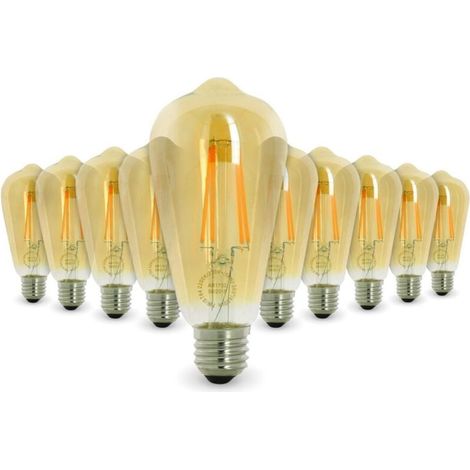 Lot de 10 AMPOULES LED E27 4W ST64 2700 K Type Edison Température de Couleur: Blanc chaud 2700K (1/5)
