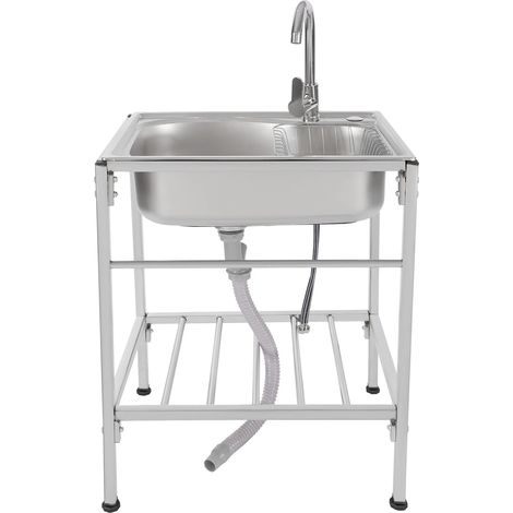304 Edelstahl Abwaschbecken Küchenspüle Einzelspüle Spülbecken Waschbecken+Küchenarmatur (1/5)
