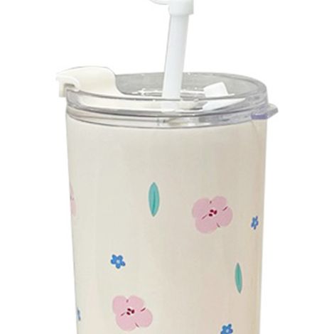 Gobelet isotherme en acier inoxydable à double paroi, réutilisable, avec couvercle à paille, pour filles et garçons. (1/5)