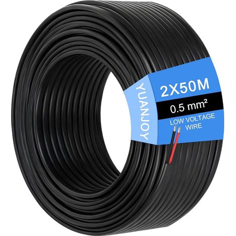 2 Fils 0,5mm² 50 Mètres Câble Pour Véhicule – d'attache Multiconducteur, Plat, Noir, Pour Caravanes, Camions, Remorques (1/5)