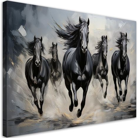 Quadro su tela, Cavallo nero - 60x40 (1/5)