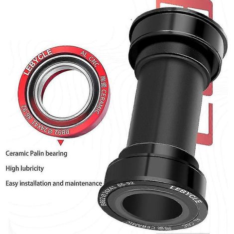 boitier de pedalier lebycle bb86 bb92 avec roulements en ceramique pour velos rouge