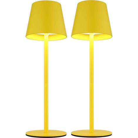 Luce da esterno Lampada da tavolo ricaricabile Touch dimmer Bottle top CCT, giallo, USB-C, LED 3W 200Lm bianco caldo-freddo, DxH 11,5x36 cm, set di 2 (1/5)