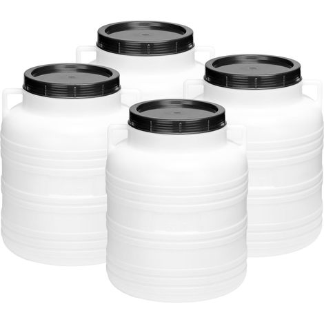 Garronda réservoir d'eau de 4 x 30 litres, Baril Alimentaire, fût à Large Ouverture en HDPE et sans BPA, tonneau de Jardin, bac à Aliments pour Animaux, conteneur d'eau, tonneau Universel GD-0121, Bla