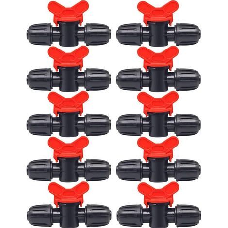 10 Pièces Vanne Commutation d'Irrigation, Irrigation Pipe Valve Switch, Robinet Jardin en Plastique PE, Robinet Barbelé Double Mâle, pour L'irrigation des Pelouses de Jardin, pour 16mm (1/4)