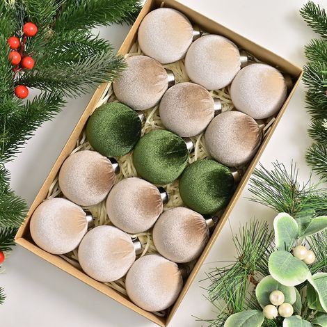 Boule De Décoration De Noël - 15 Pièces - Diamètre 6 Cm - Velours Flocké - Pour Arbre De Noël Porte Mur Et Intérieur (1/2)