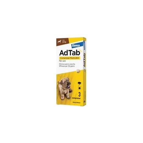 ADTAB COMPRESSE MASTICABILI PER CANI KG.1,32,5  3 compresse da mg.56,25 di lotilaner    ADTAB