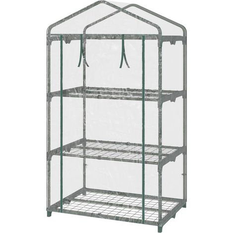 MINI SERRA CON COPERTURA IN PLASTICA. TELAIO IN ACCIAIO CON 3 RIPIANI. 69X49X125CM. TRASPARENTE (1/5)