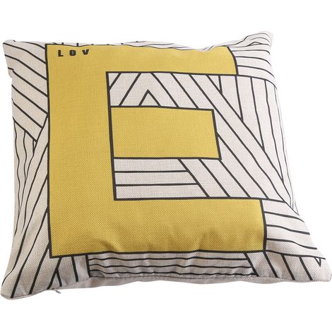 Housse De Coussin En Lin Motif Love Fermeture Éclair Invisible Pour Canapé Chambre Bureau Salon - 1 Pièce (1/5)