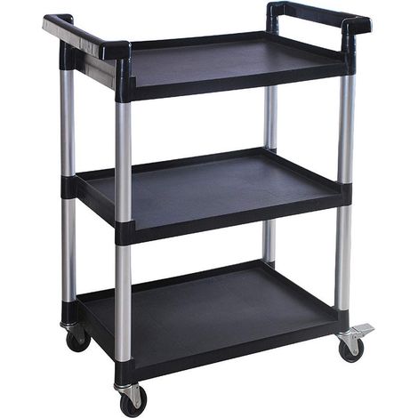 Chariot Utilitaire en Plastique à 3 étagères avec roulettes, capacité maximale de 102 kg, Noir (1/5)