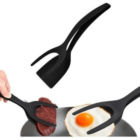 Omelette Spatula 2 in 1 Non-Stick Spatula with Food Clip Silicone Egg Spatula Non-Stick Silicone Egg Spatula Multifunctional Kitchen Tool (1/4)