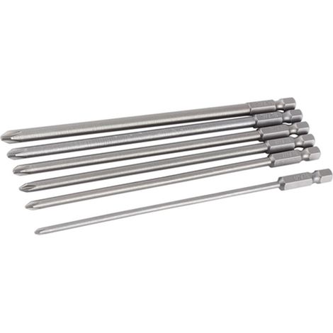 6 pièces embouts de vissage 1/4" en acier S2 150mm magnétiques pour tournevis cruciforme (1/5)