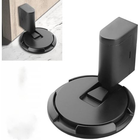 Butée de Porte Magnétique Améliorée, Cale Porte Bloc Porte e Sol Silencieuse en Alliage de Zinc Réglable sans Perforation avec Vis et Adhésif, pour Porte de Salon, Chambre, Cuisine, Bureau (Noir) (1/5)