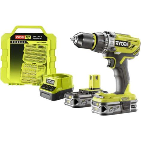 RYOBI 18V OnePlus OnePlus Impact Drill and Driver Pack R18PD31-225S - set di 127 accessori di foratura RAK127DDDSD (1/4)