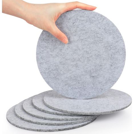 Lot de 6 Grands Dessous de Verre en Feutre pour casseroles, Verres, vases et Bols – Protection de Table en Feutre Robuste (Rond Ø 20 cm/Gris Clair) (1/5)