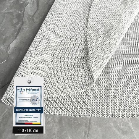 Antirutschmatte für Teppich 110cm Rund, rutschfest, zuschneidbar, weiß (1/5)