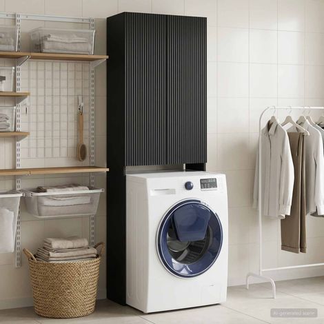 vidaXL Mobile Bagno ARNHEM Nero 66 x 25,5 x 190 cm (1/5)
