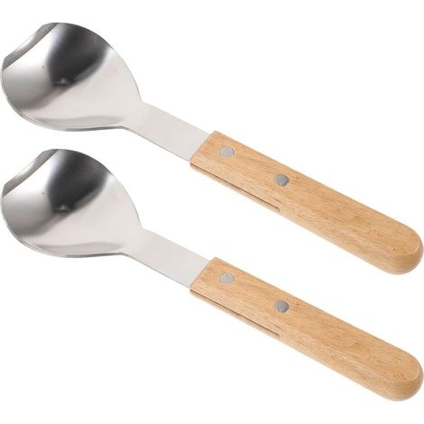 Cuillère à Glace de Pelle avec Manche en Bois Acier Inoxydable (1/5)